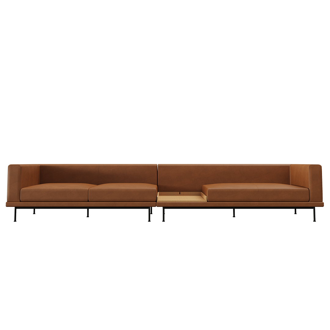 NO9. 2 Units Leather Sofa(Armrest Twin Seat/ Tray)