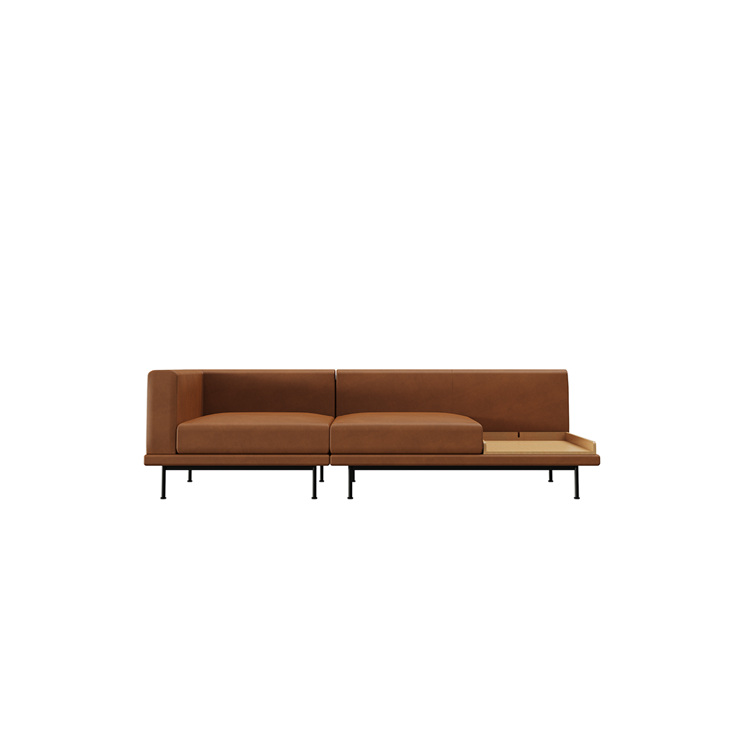NO9. 2 Units Leather Sofa(Armless Twin Seat/ Tray)