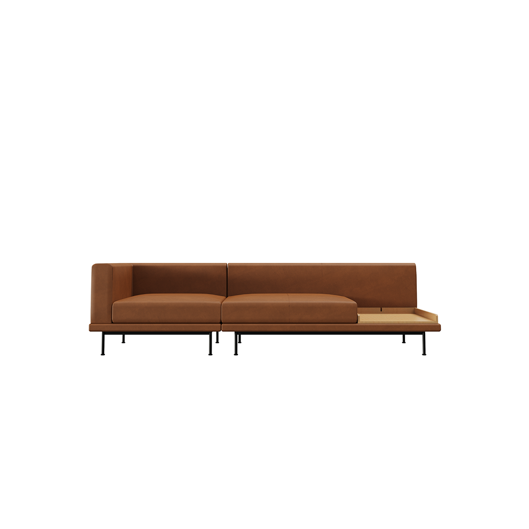 NO9. 2 Units Leather Sofa(Armless Twin Seat/ Tray)