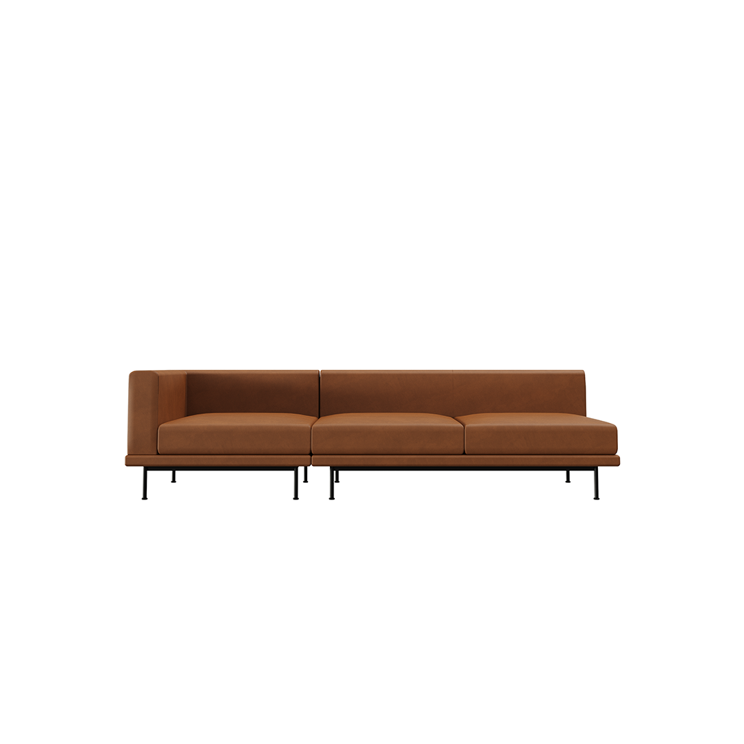 NO9. 2 Units Leather Sofa(Armless Twin Seat/ Tray)