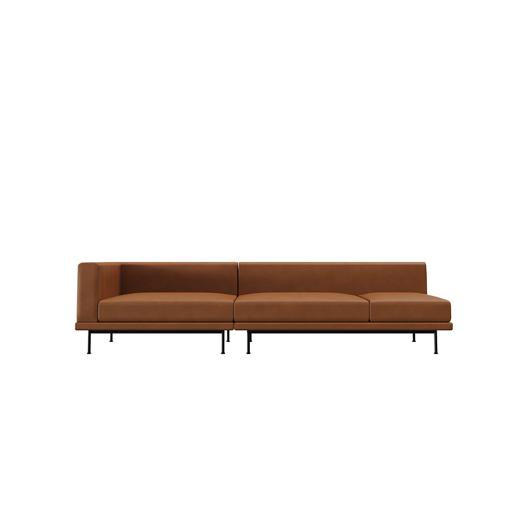 NO9. 2 Units Leather Sofa(Armless Twin Seat/ Tray)