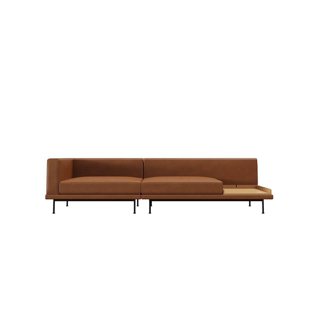 NO9. 2 Units Leather Sofa(Armless Twin Seat/ Tray)