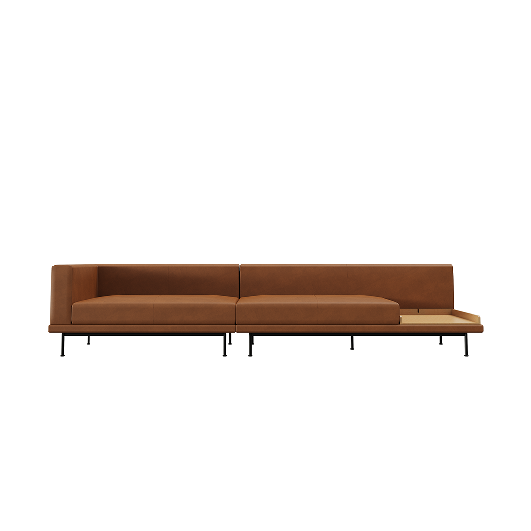 NO9. 2 Units Leather Sofa(Armless Twin Seat/ Tray)