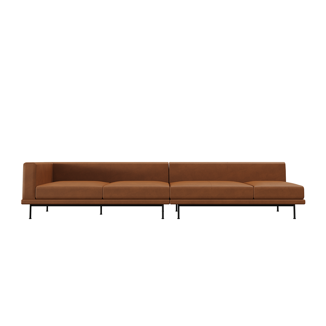 NO9. 2 Units Leather Sofa(Armless Twin Seat/ Tray)