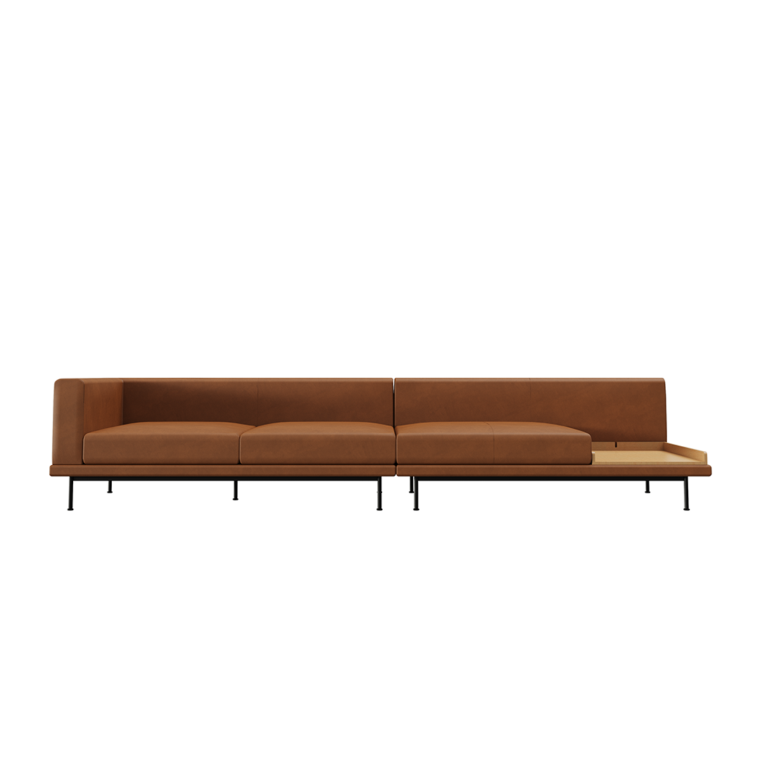 NO9. 2 Units Leather Sofa(Armless Twin Seat/ Tray)