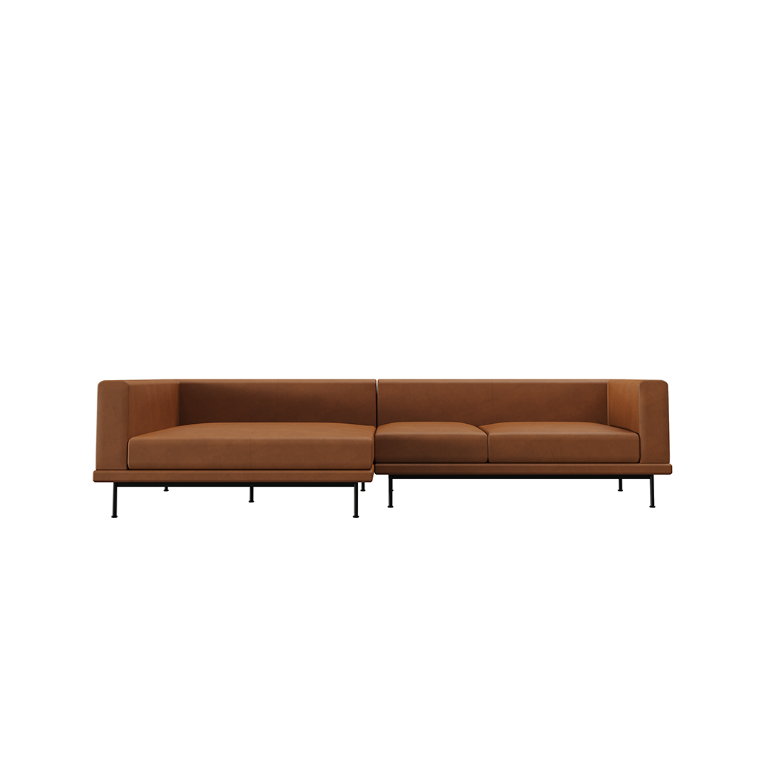 NO9. Square Couch Leather Sofa(Armrest Twin Seat/ Tray)
