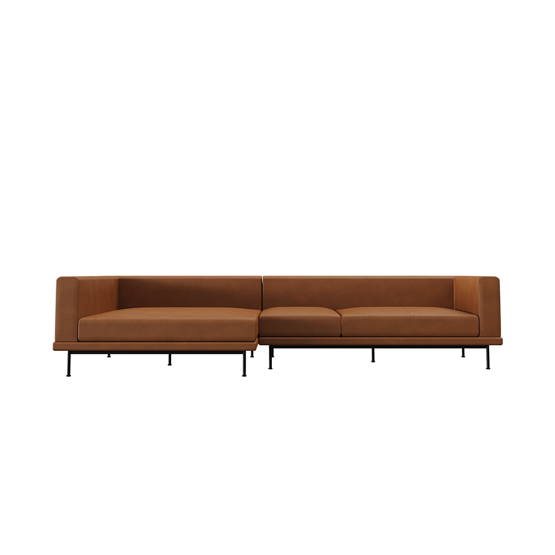 NO9. Square Couch Leather Sofa(Armrest Twin Seat/ Tray)