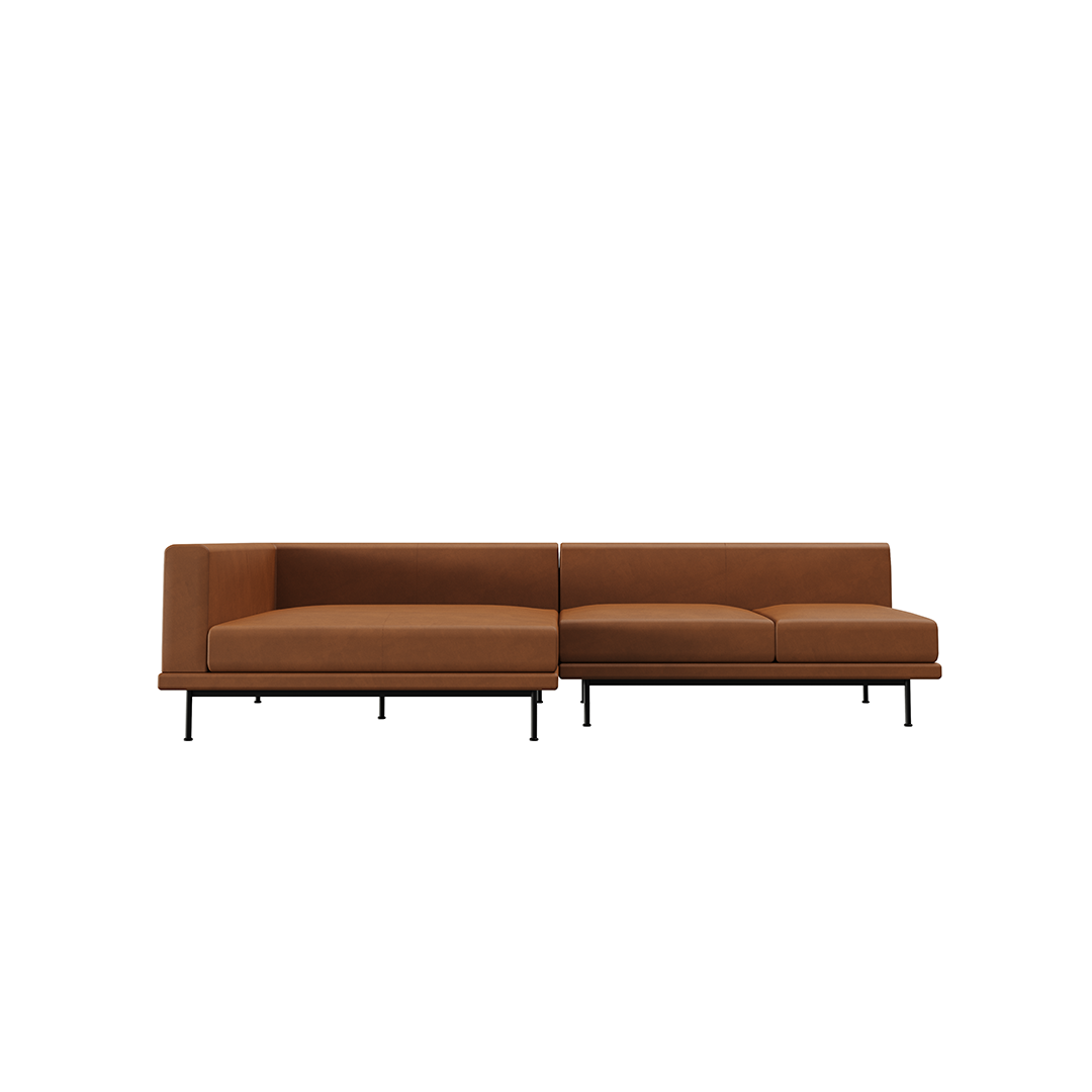 NO9. Square Couch Leather Sofa(Armless Twin Seat/ Tray)