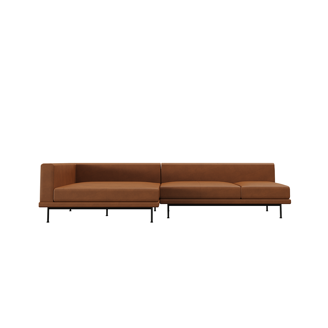 NO9. Square Couch Leather Sofa(Armless Twin Seat/ Tray)