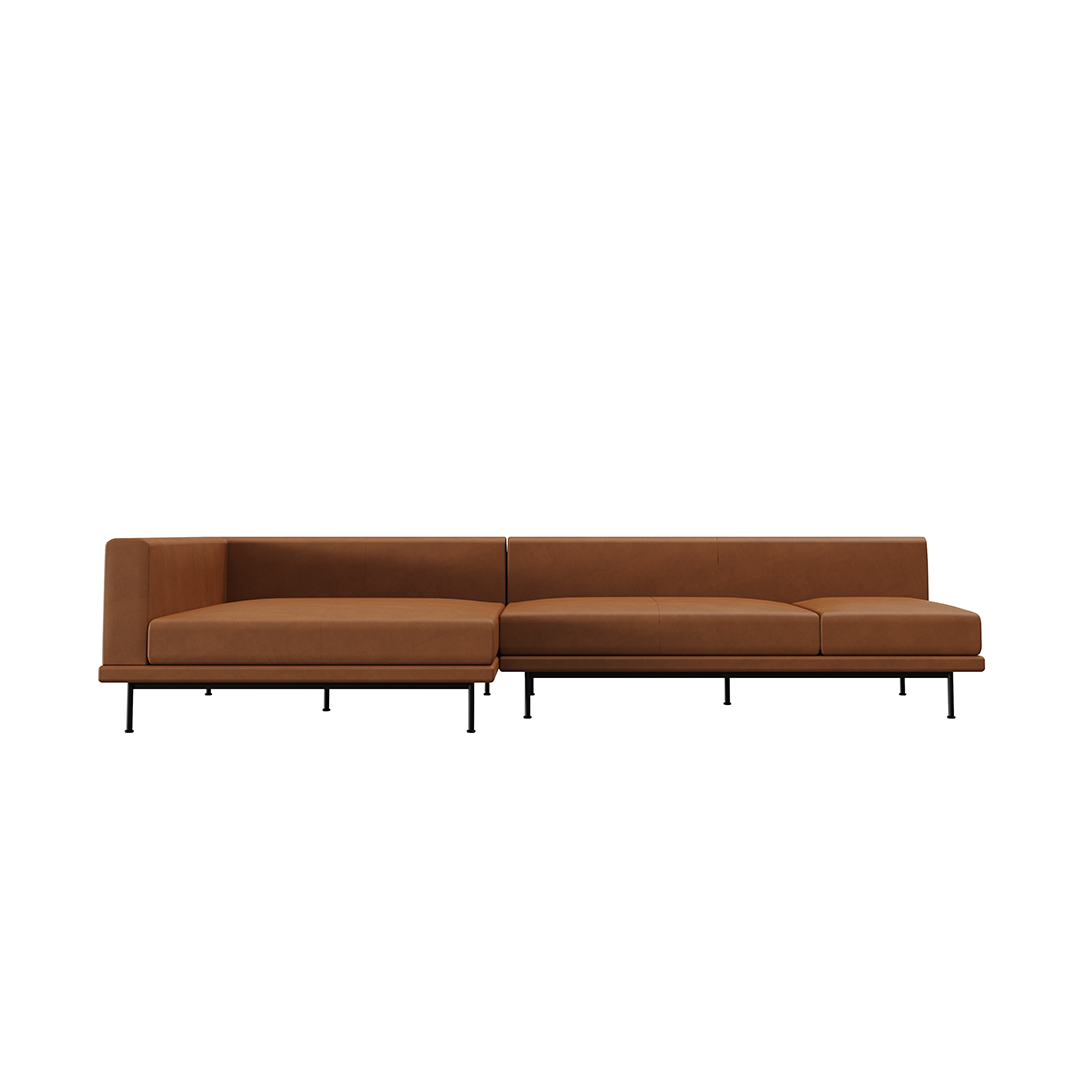 NO9. Square Couch Leather Sofa(Armless Twin Seat/ Tray)