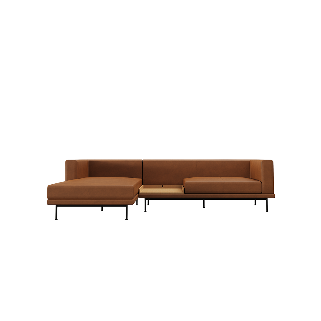 NO9. 960 Couch Leather Sofa(Armrest Twin Seat/ Tray)