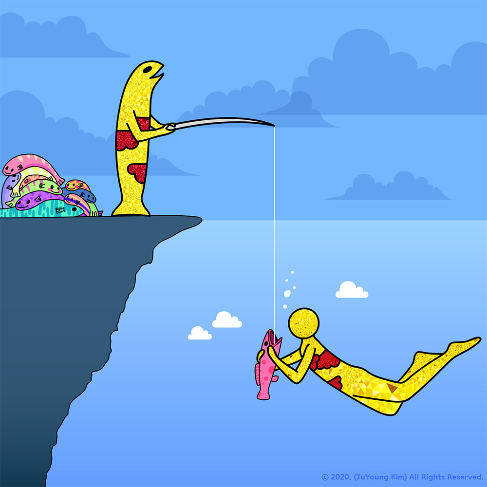 구름물고기와 구름맨 (낚시) 그림 판매