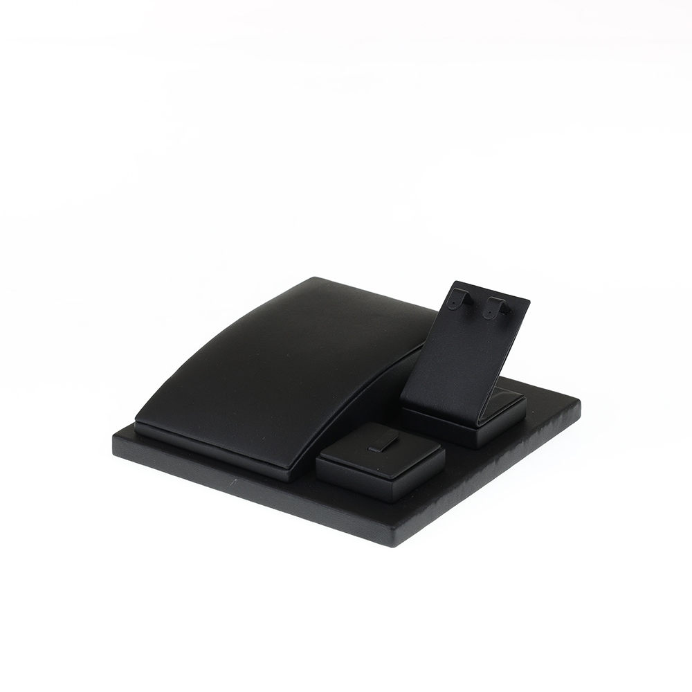 인조가죽 자석판 목걸이 귀걸이 반지 세트 진열대 블랙 15x15x6.5