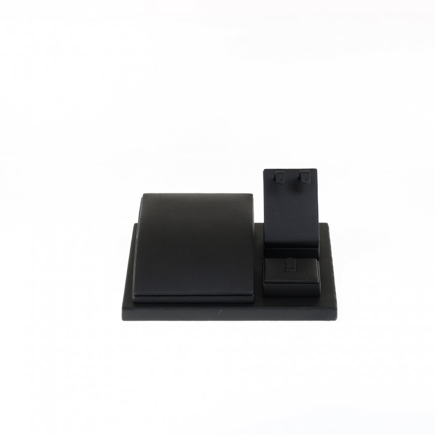 인조가죽 자석판 목걸이 귀걸이 반지 세트 진열대 블랙 15x15x6.5