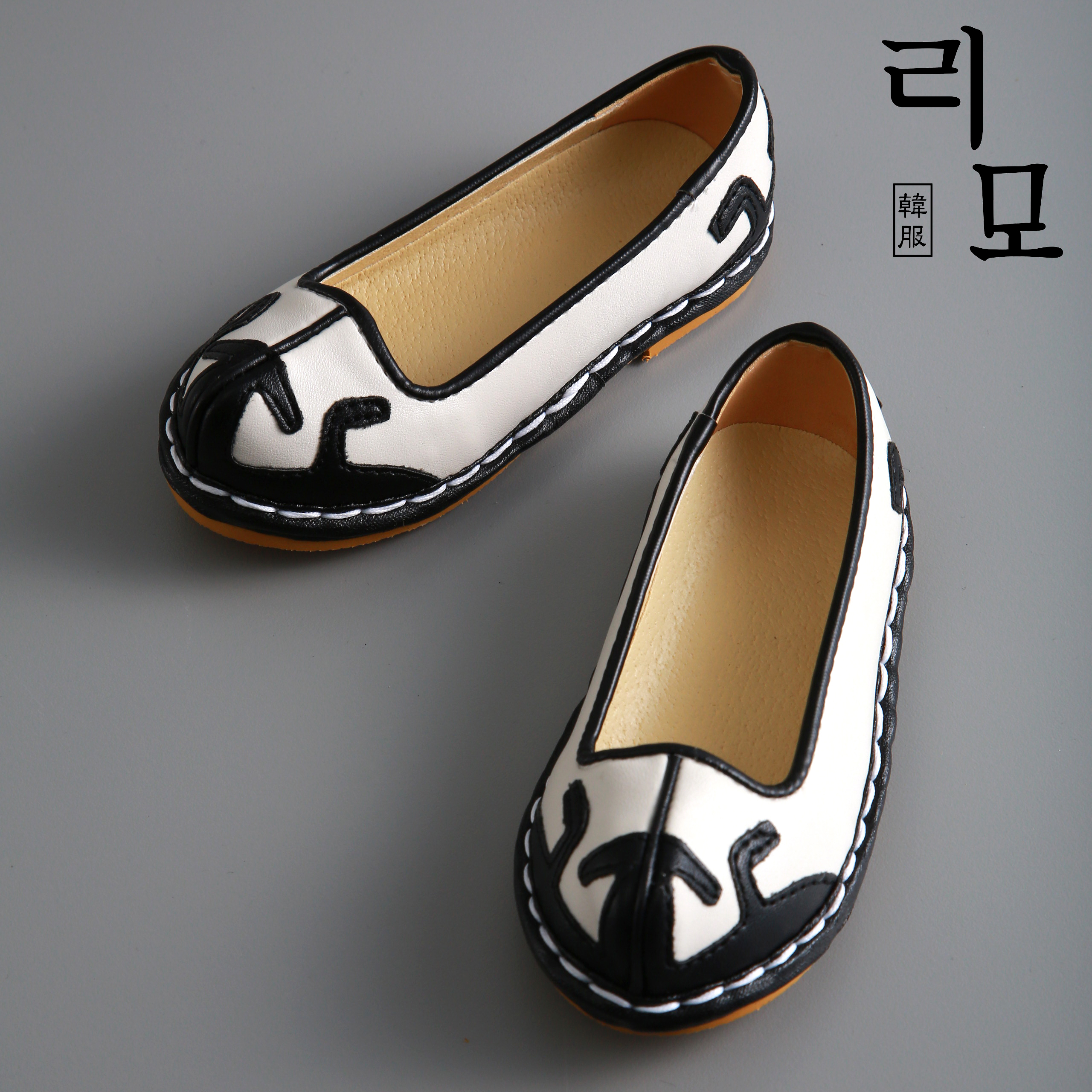 리모한복 남아꽃신 크림 신발 태사혜
