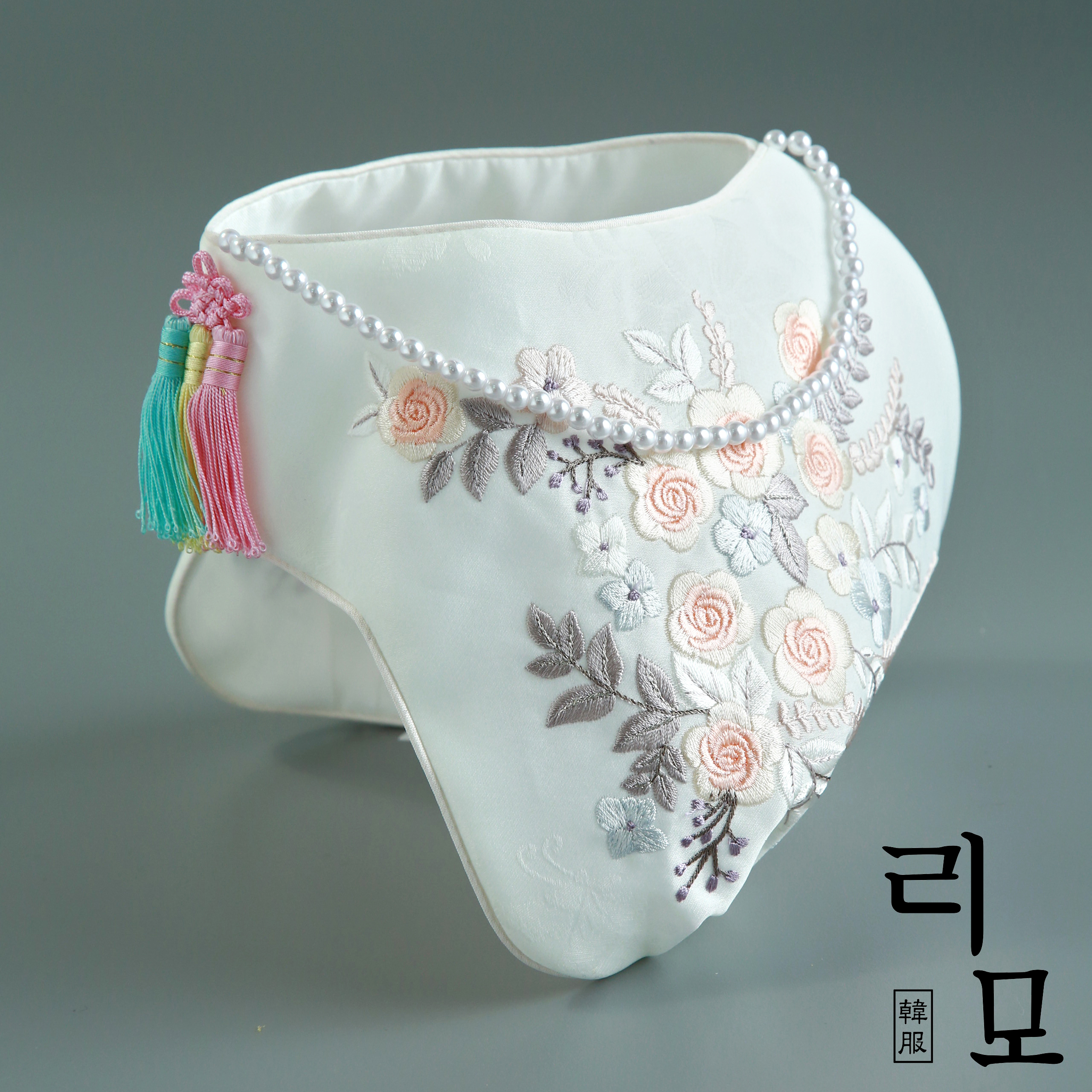 리모한복 조바위 장미(아이보리) (1-2세) 여아 모자 액세서리