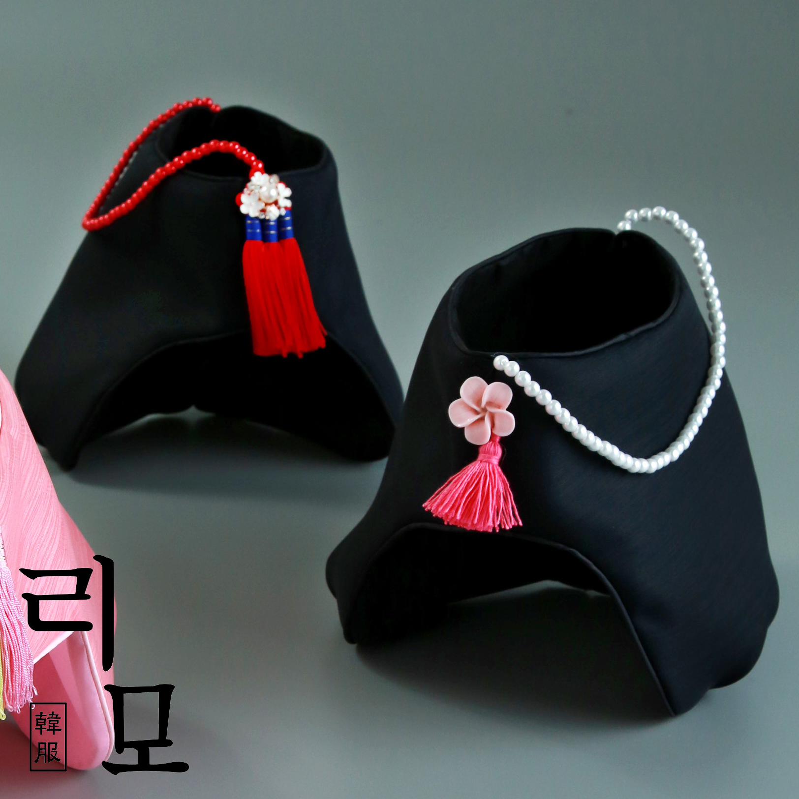 리모한복 조바위 은설(검정) (1-2세) 여아 모자 액세서리