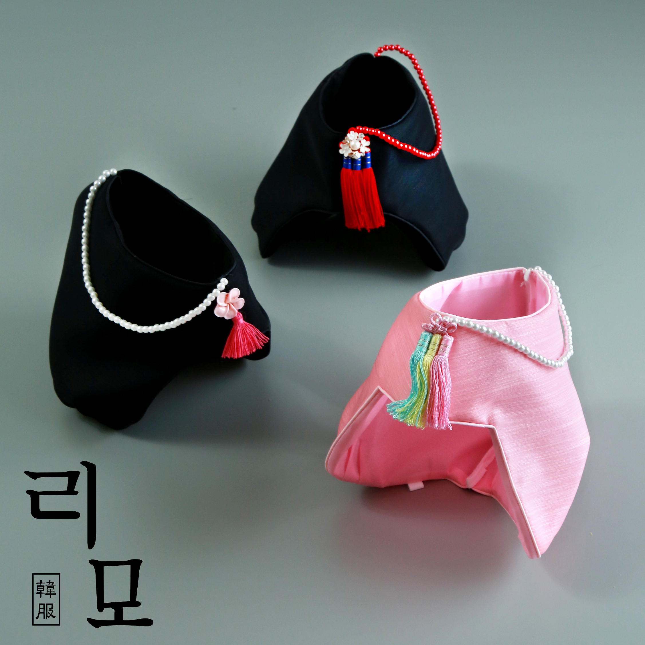 리모한복 조바위 은설(검정) (1-2세) 여아 모자 액세서리
