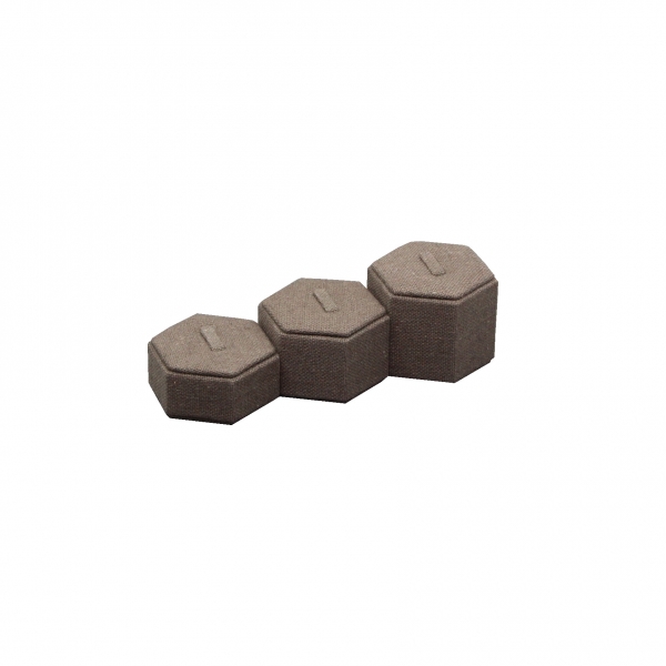 린넨 육각 3종 반지 진열대 브라운 15.5x6x4.5