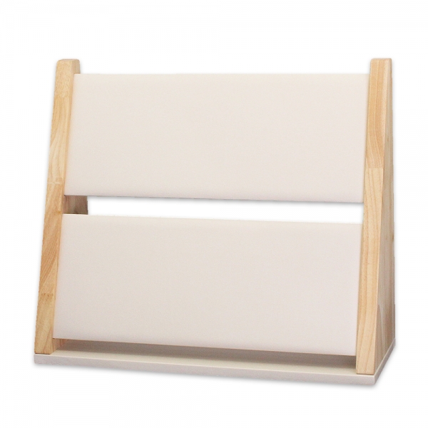 원목 2단 경사 목걸이 진열대 아이보리 대 36x13x30.5