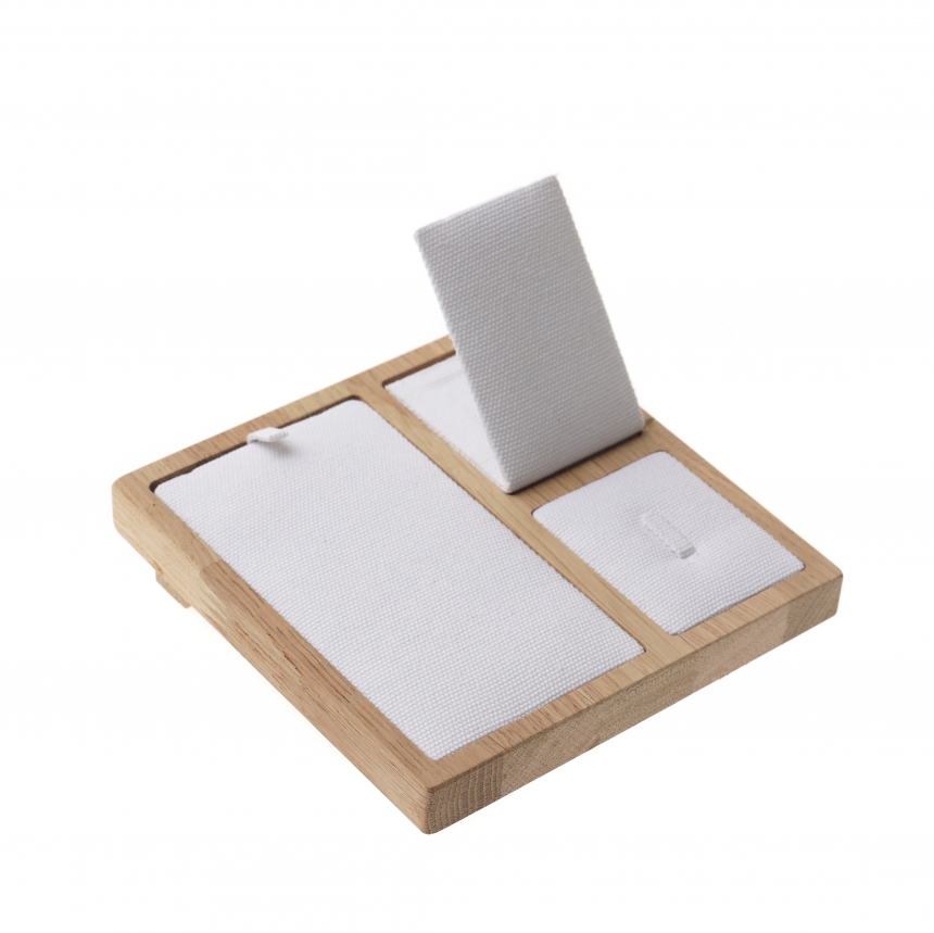 내추럴 원목 캔버스 사각 분리형 세트 진열대 15x15x3.5