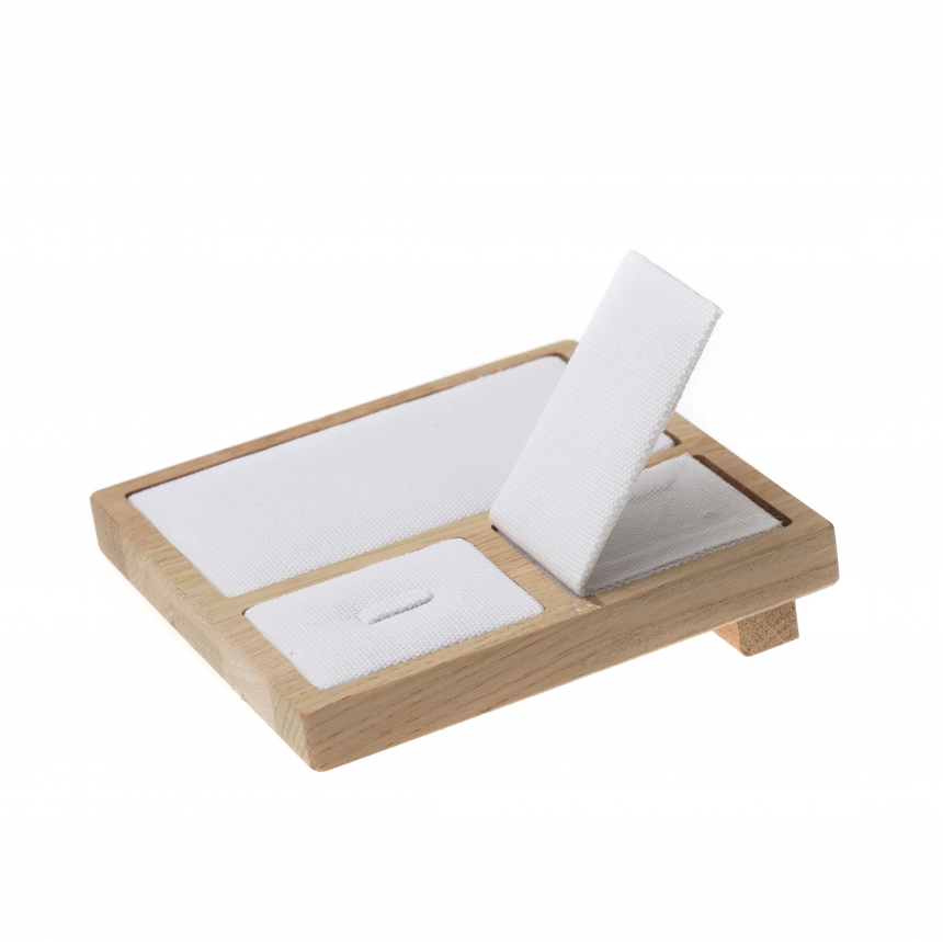 내추럴 원목 캔버스 사각 분리형 세트 진열대 15x15x3.5