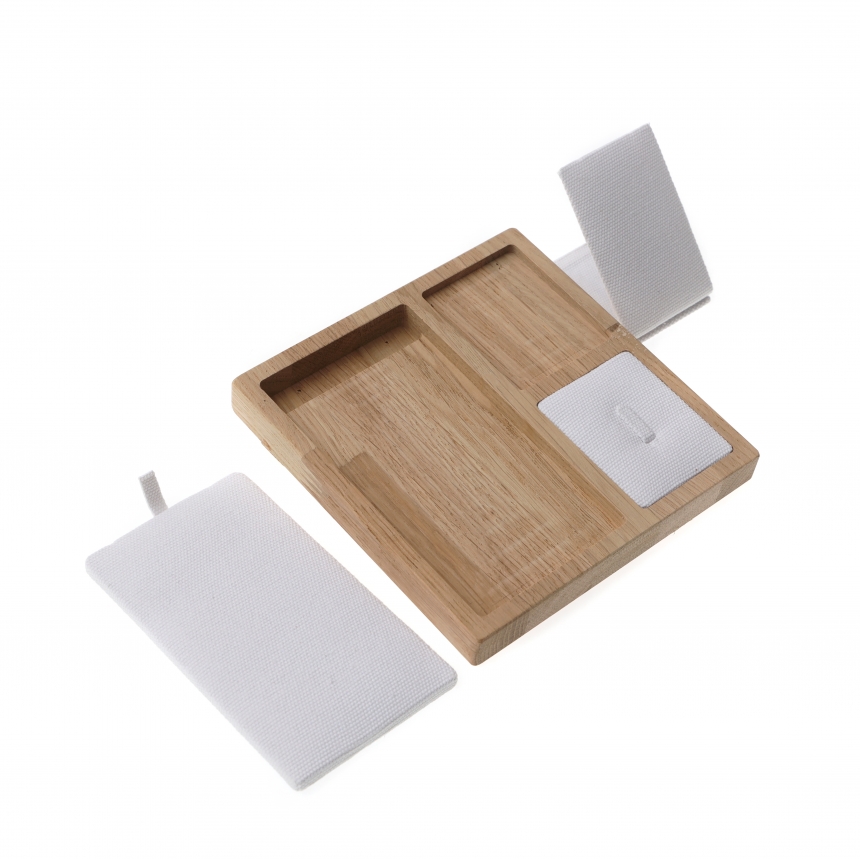 내추럴 원목 캔버스 사각 분리형 세트 진열대 15x15x3.5