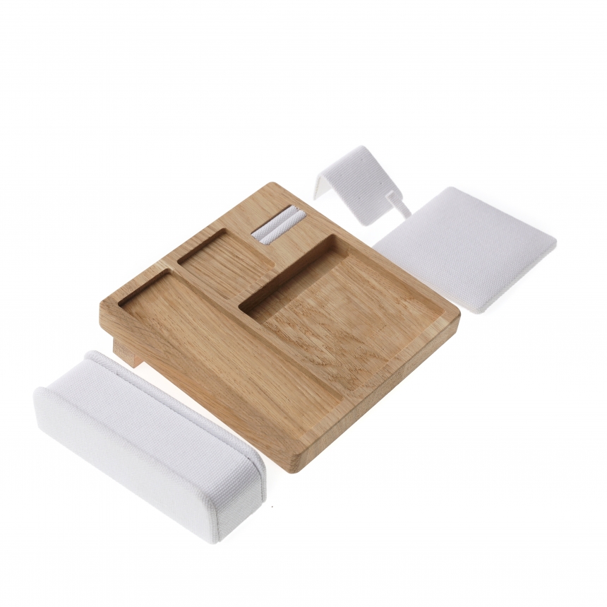 내추럴 원목 캔버스 사각 분리형 세트 진열대 15x15x4