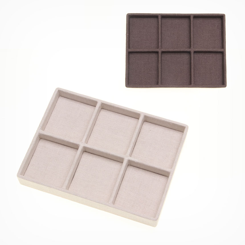 린넨 나눔 6칸 다용도 진열대 브라운 20x15x2.7