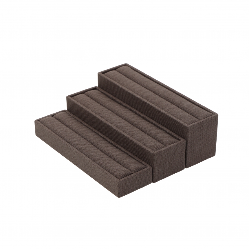 린넨 3단 반지 진열대 브라운 20x16.5x6.5