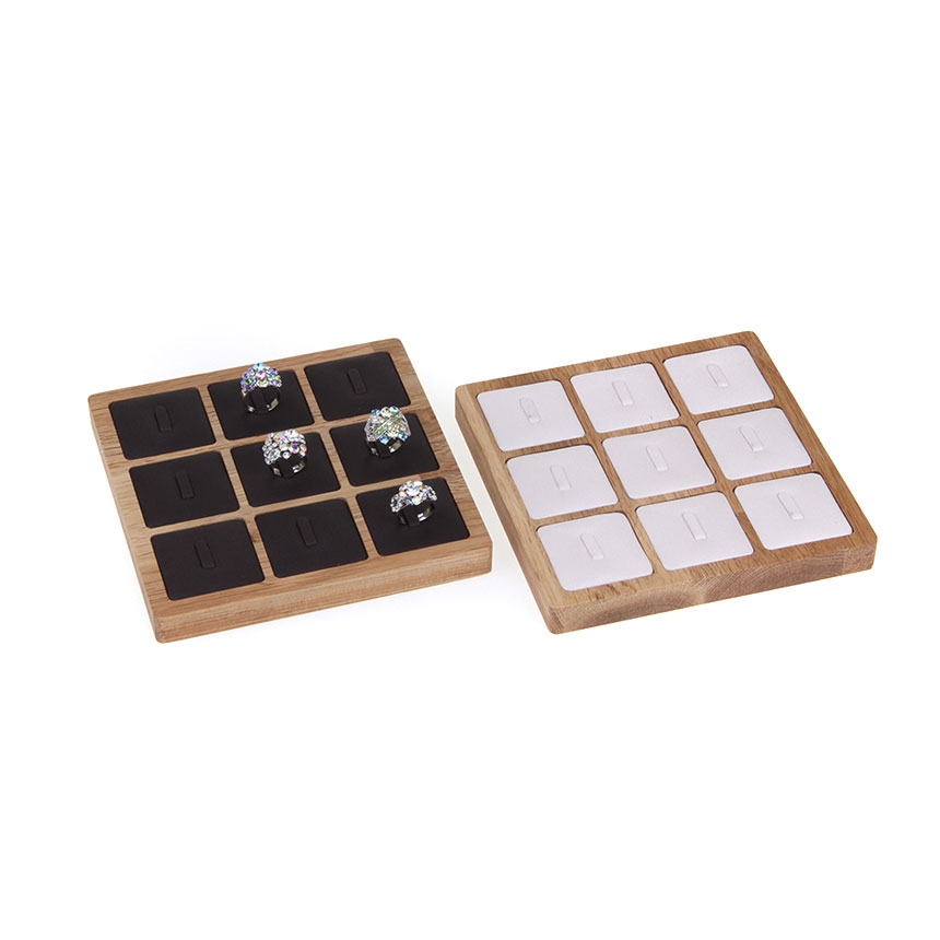 원목 1/9 사각 반지 진열대 브라운 15x15x1.7
