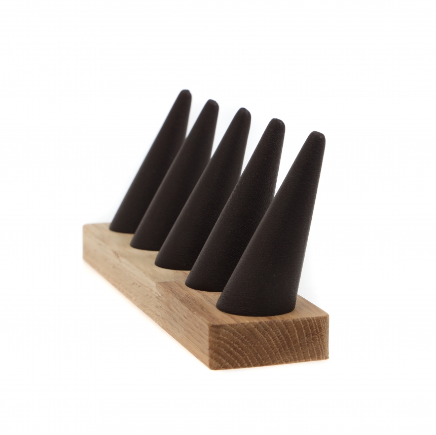 원목 꼬깔 5종 반지 진열대 브라운 21x4.8x8.8