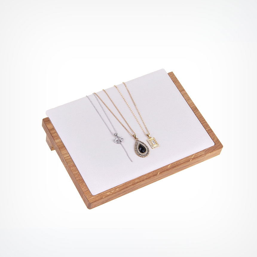 원목 L형 목걸이 진열대 아이보리 소 20.5x15x5