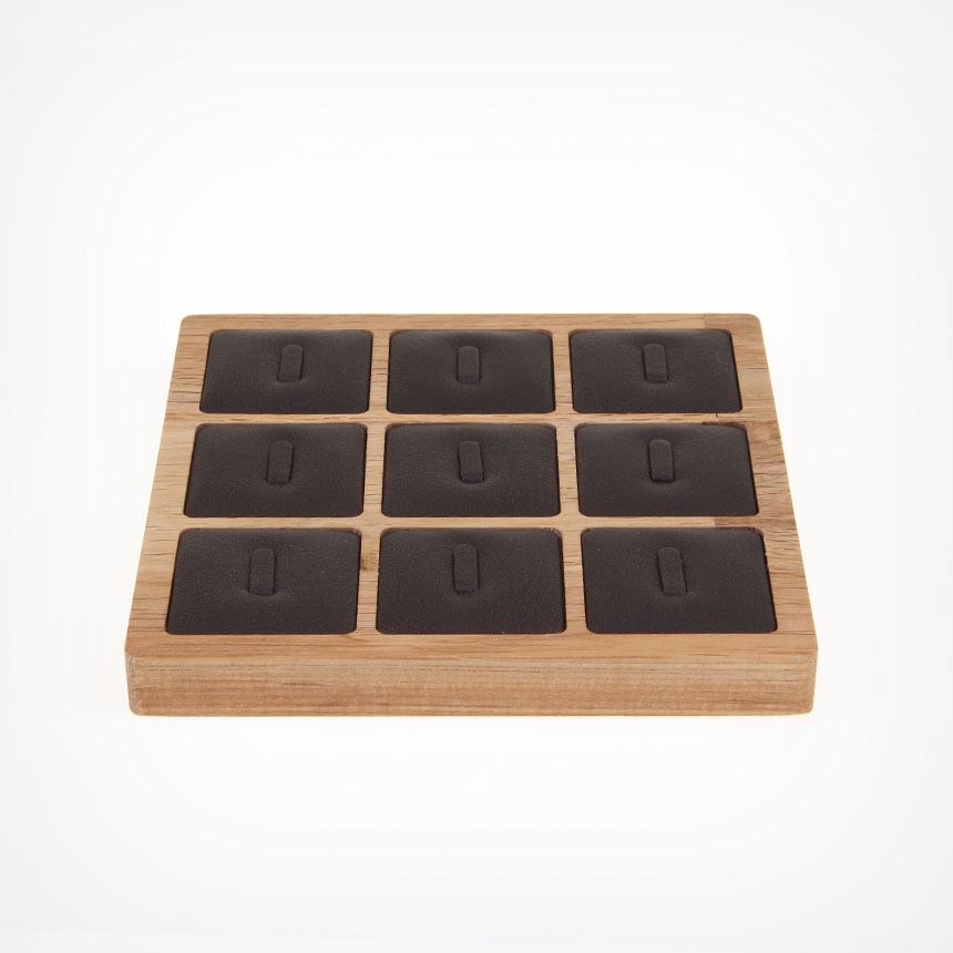 원목 1/9 사각 반지 진열대 브라운 15x15x1.7
