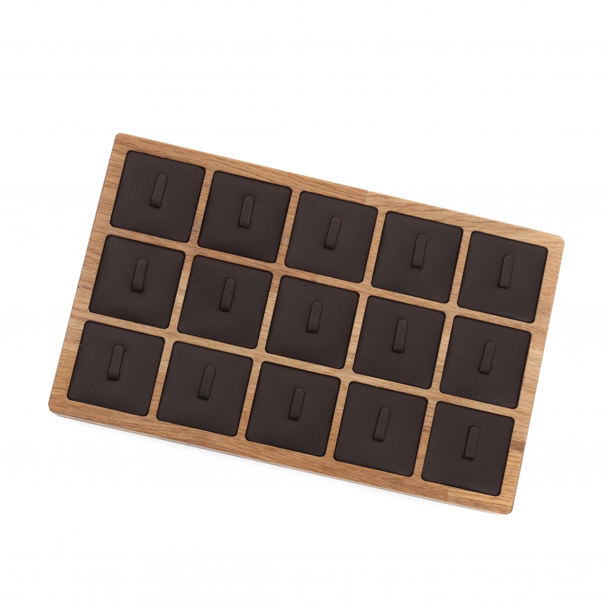 원목 직사각 1/15 반지 진열대 브라운 24.2x15x1.7
