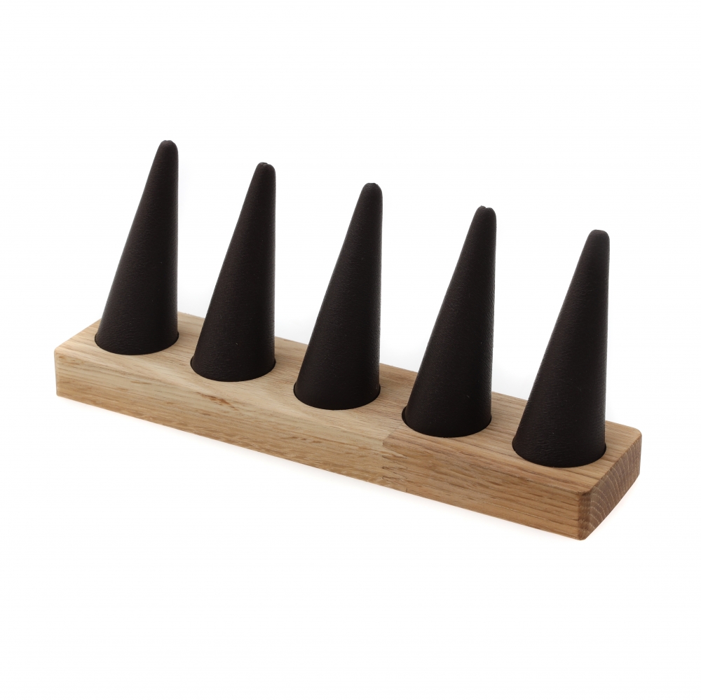 원목 꼬깔 5종 반지 진열대 브라운 21x4.8x8.8