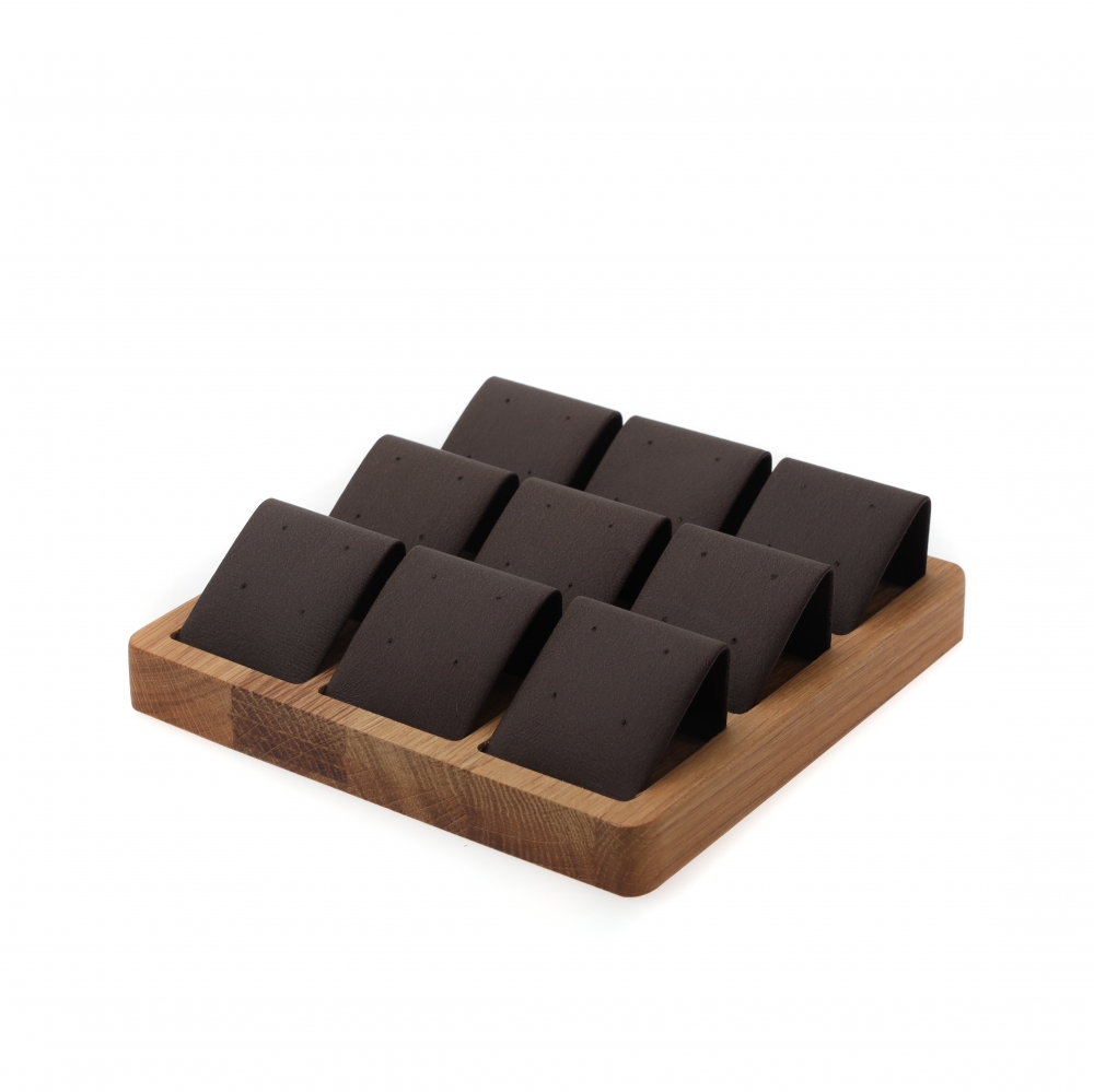 원목 1/9 정사각 귀걸이 진열대 브라운 14.8x14.8x4