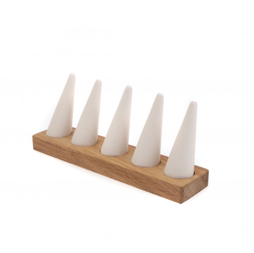 원목 꼬깔 5종 반지 진열대 아이보리 21x4.8x8.8