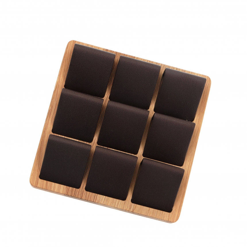 원목 1/9 정사각 귀걸이 진열대 브라운 14.8x14.8x4