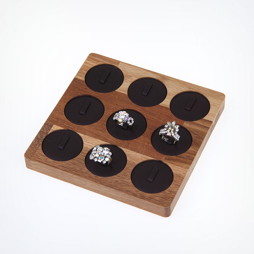 원목 1/9 원형 반지 진열대 브라운 15x15x1.7