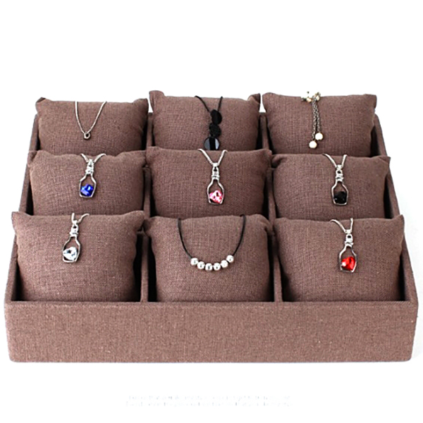 린넨 나눔 9칸 쿠션포함 다용도 진열대 브라운 30x26x6