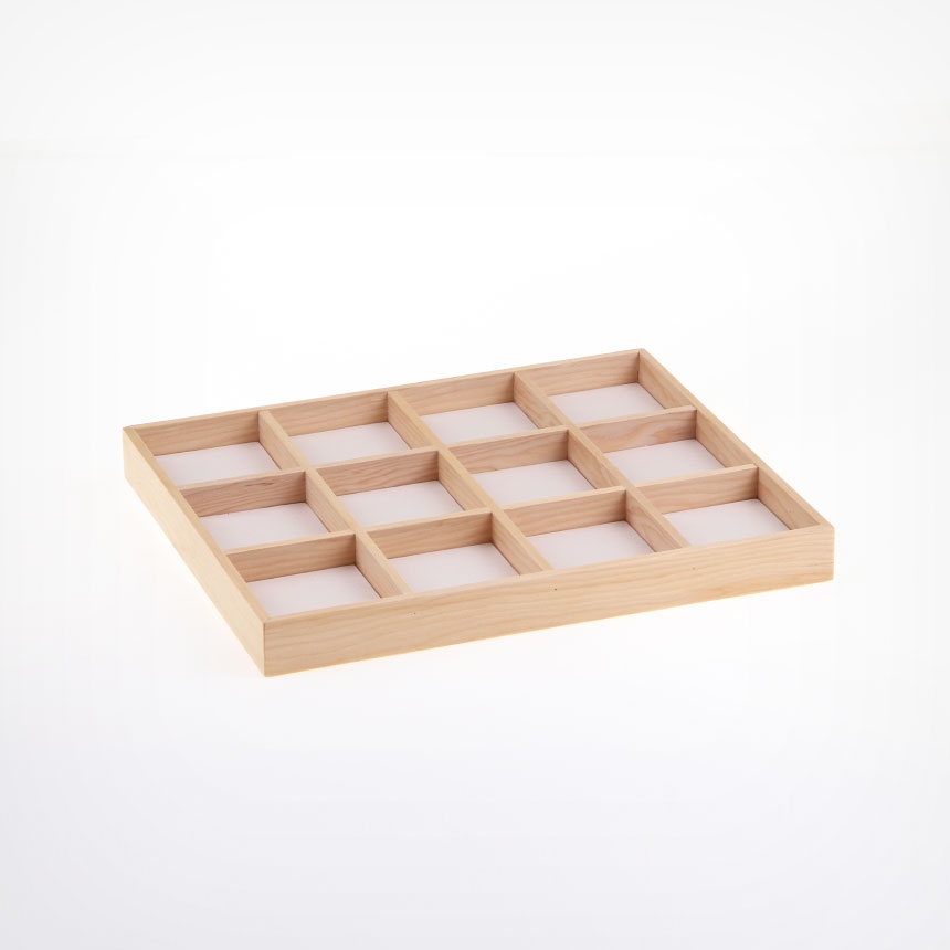 원목 나눔 12칸 다용도 진열대 아이보리 30x25x3