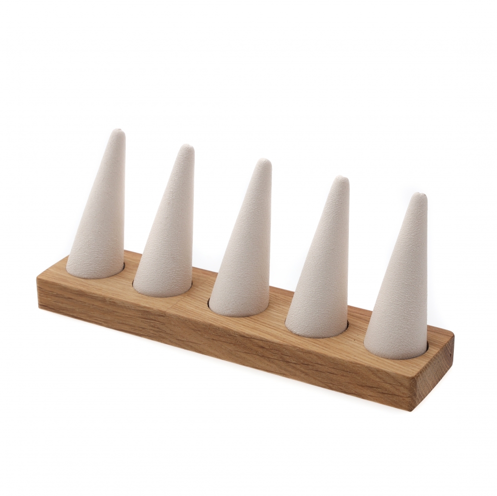 원목 꼬깔 5종 반지 진열대 아이보리 21x4.8x8.8