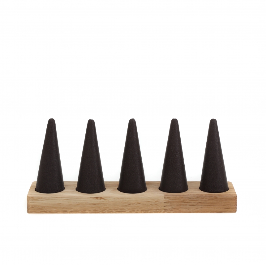 원목 꼬깔 5종 반지 진열대 브라운 21x4.8x8.8
