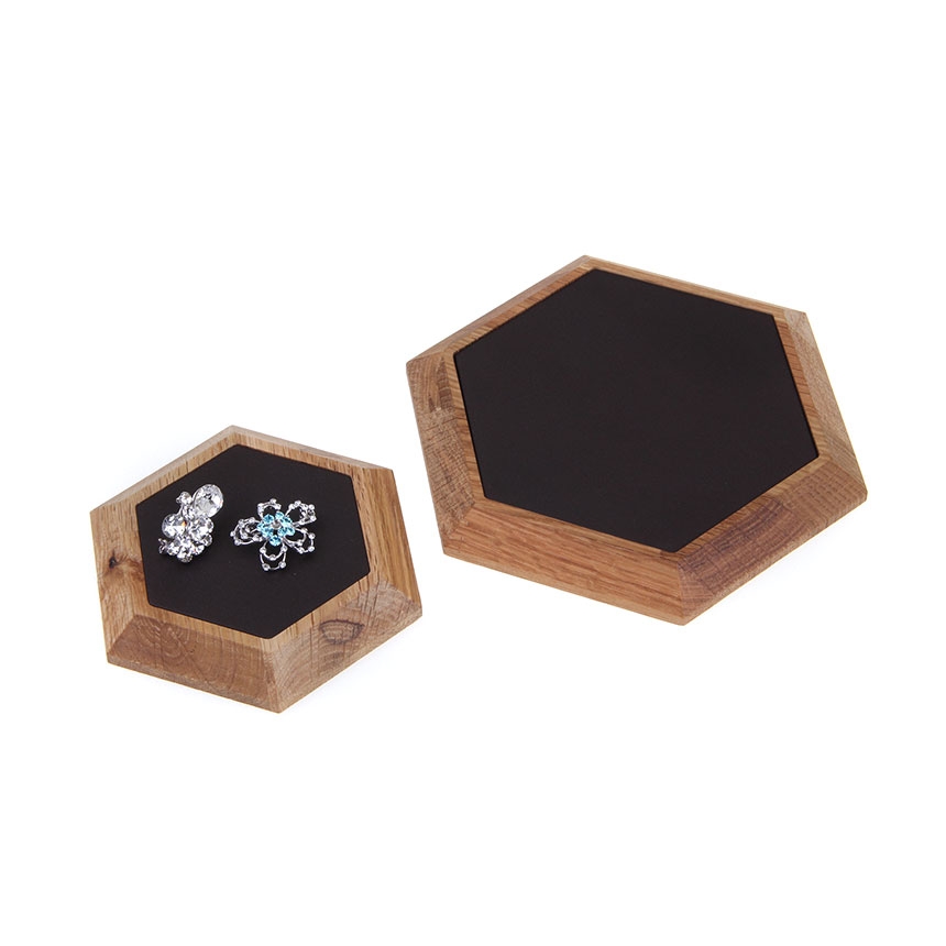 원목 육각 경사 다용도 진열대 브라운 대 17.5x15x1.8