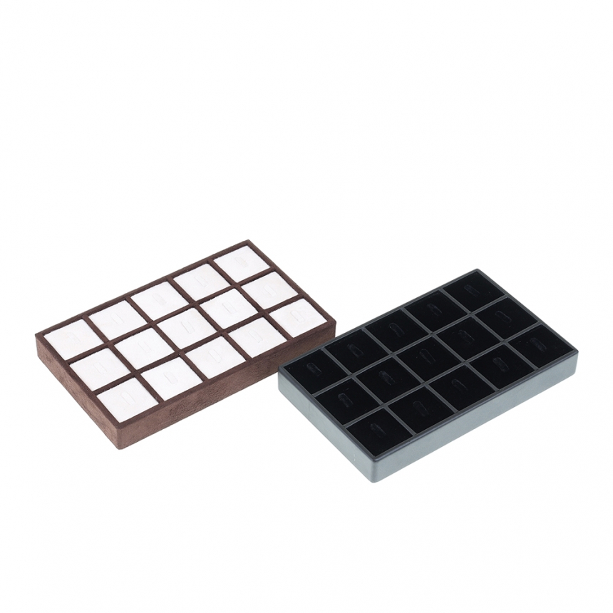 스웨이드 1/15 반지 진열대 베이지/브라운 25.5x15.5x3