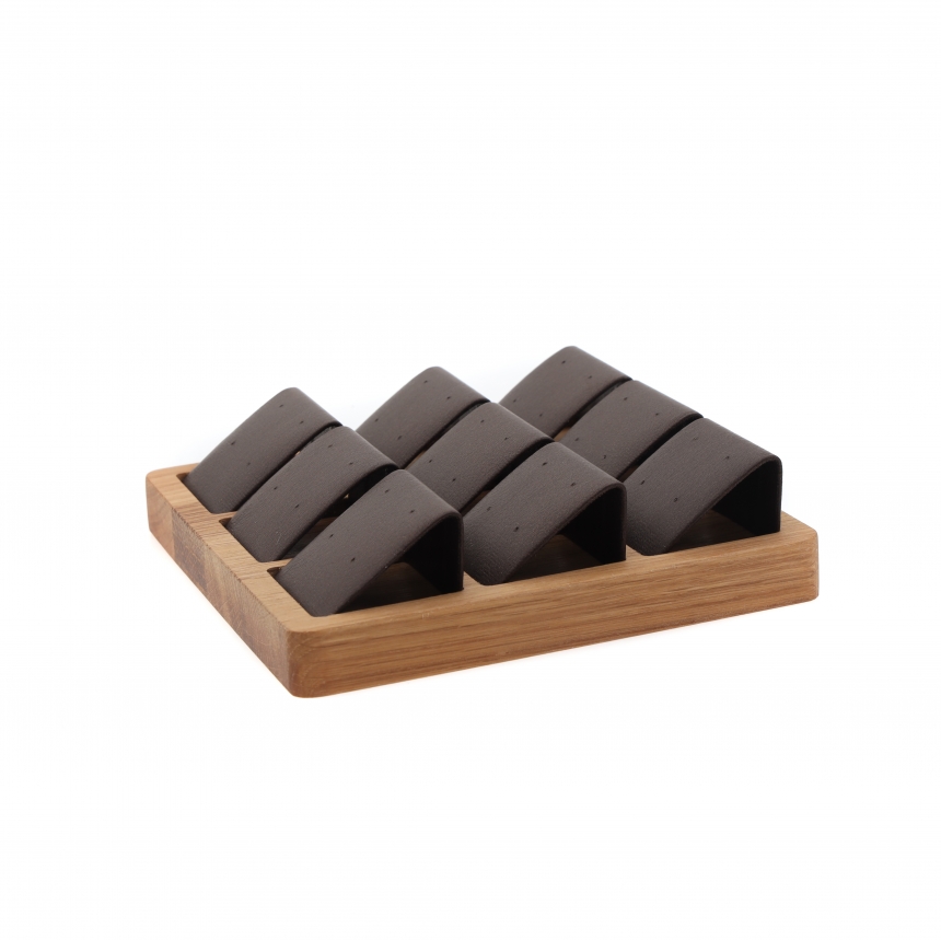 원목 1/9 정사각 귀걸이 진열대 브라운 14.8x14.8x4