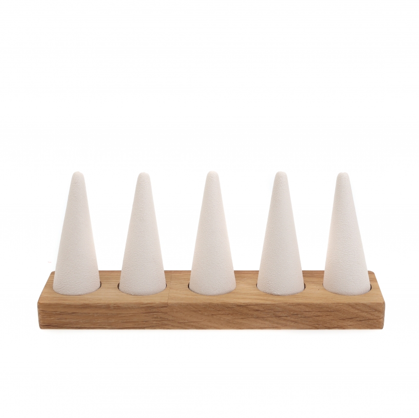 원목 꼬깔 5종 반지 진열대 아이보리 21x4.8x8.8
