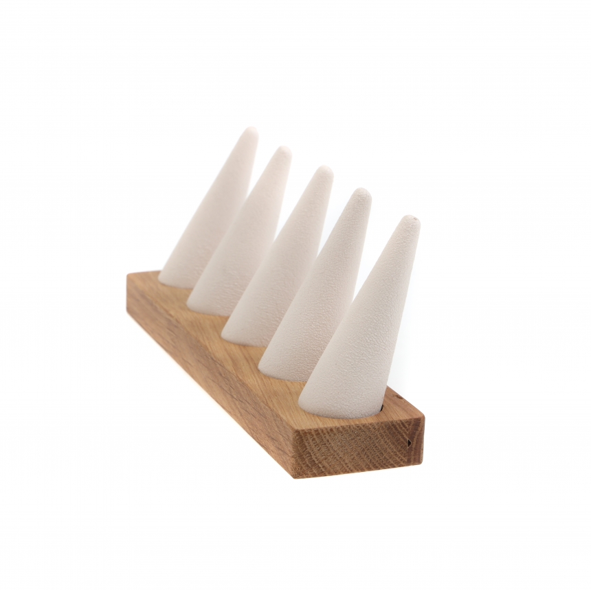 원목 꼬깔 5종 반지 진열대 아이보리 21x4.8x8.8
