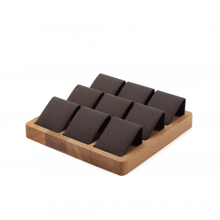 원목 1/9 정사각 귀걸이 진열대 브라운 14.8x14.8x4